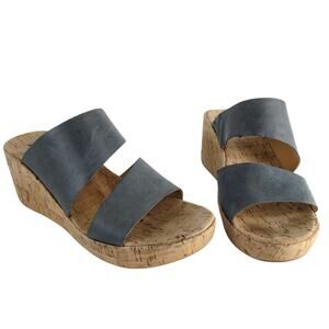 KORKS by Kork-Ease Deltona Women's 8 Leather Wedge Heel Platform Sandals, Gray